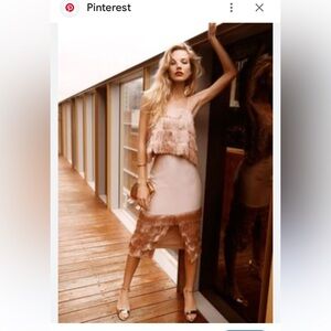 C/MEO Collective Cream and Pink Ruched Pencil Skirt